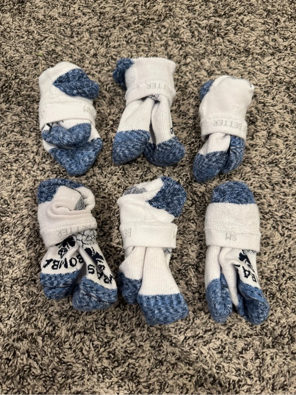 Bombas White and Blue Baby Socks - 6 Pack
